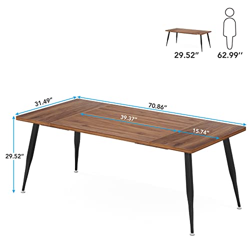 LITTLE TREE 70.9 Inch Large Rectangular Dining Table Kitchen Furniture,Brown+Black - WoodArtSupply