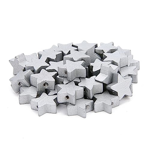 Anneome 100 Pcs Wood Star Beads Star Bead Charms Bracelet Wood Beads Wood Earring Finding Wood Star Spacer Beads Loose Wooden Bead Wood Beads for Anneome