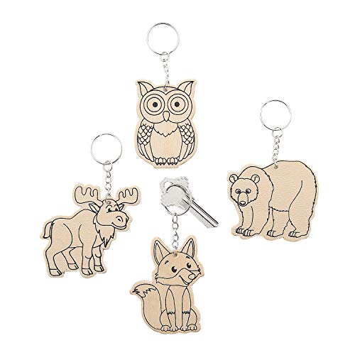 Color Your Own Forest Animals Wood Keychains - Crafts for Kids and Fun Home Activities - WoodArtSupply