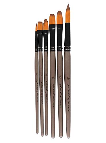 Mont Marte Gallery Series Acrylic Brush Set, 6 Piece. Selection of Synthetic Hair Paint Brushes Suitable for Acrylic Painting MONT MARTE