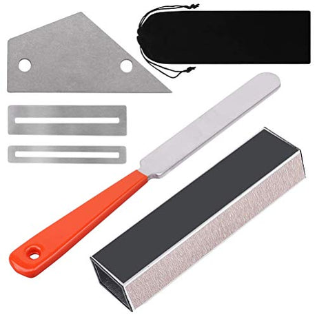 Vankcp 6Pcs Guitar Repair Tool Kit with Storage Bag, Including Guitar Fret Leveling Beam, Guitar Fret File, Fret Rocker, 2Pcs Fingerboard Guards for Vankcp