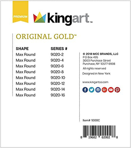 KINGART Premium Original Gold Series Handcrafted Golden Taklon Multimedia Artist Brushes, Gift Box, Set of 10, Black Gloss Handle, for Oil, Acrylic, - WoodArtSupply