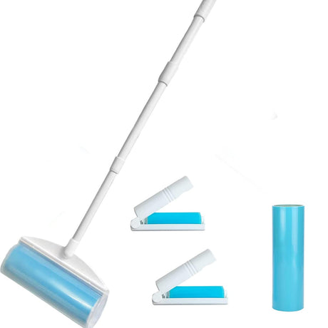 Washable Reusable Lint Roller, Large Lint Roller 8 inches Cat Dog Pet Hair Remover with 3 Extendable Handle, Gel Sticky Picker Set Cleaner for CALMTEE