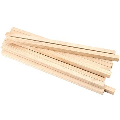 TAICHEUT 60 Pack 1/2" X 12" Unfinished Wooden Square Dowel Rod, Hardwood Wood Strips Balsa Wood Sticks for Painting, Coloring, DIY Crafts and Model