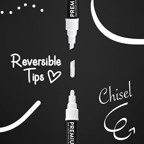 White Liquid Chalk Markers Erasable - 2PK 3mm Fine Tip Chalk Markers Chalk Pens - Chalkboard Markers Bistro Chalk Marker Glass Window Markers - Glass SAVVY & SORTED