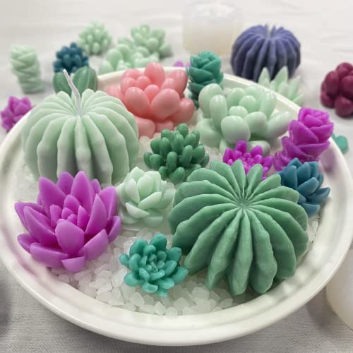 MEIXINZHI 9Pack Candle Molds,Candle Making Molds 3D Silicone Candle Mold Flower Molds Cactus Candle Molds Wax Molds for Scented Candles Soaps Making, - WoodArtSupply