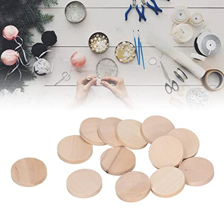 50Pcs Wood Slices 30mm/1.2inch Unfinished Round Wooden Discs Wooden Circle Wooden Tag Wood Blank for Painting Coloring DIY HERCHR