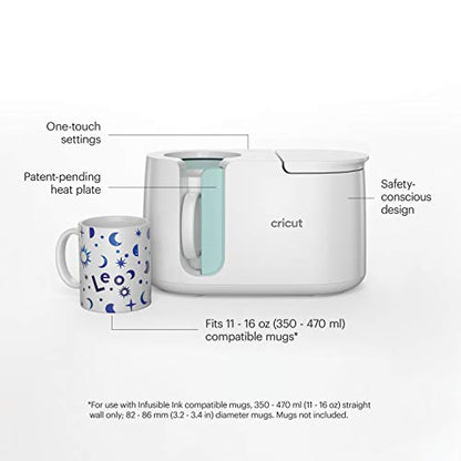 Cricut Mug Press US, Heat Press for Sublimation Mug Projects, One-Touch Setting, For Infusible Ink Materials & Mug Blanks 11 oz - 16 oz (Sold