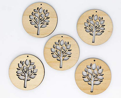 ALL SIZES BULK (12pc to 100pc) Unfinished Wood Wooden Laser Tree of Life Circle Hoop Cutout Dangle Earring Jewelry Blanks Shape Crafts Made in Texas