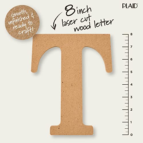 Plaid Wood Unfinished Letter, 8" Wooden Surface Perfect for DIY Arts and Crafts Projects, 63599, 8 inch - WoodArtSupply