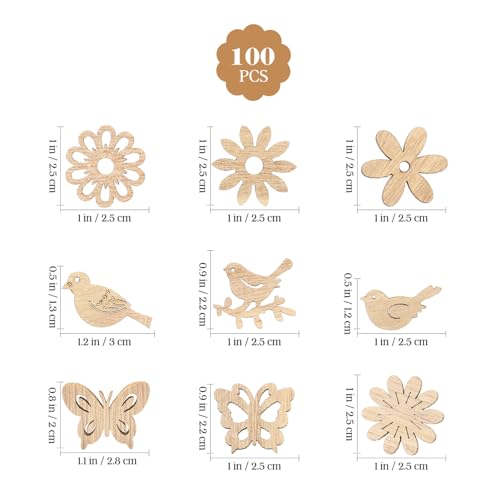 COHEALI Wood Blanks Unfinished Wood Crafts s en en s en Wooden Flowers Soft Wood Tiles COHEALI