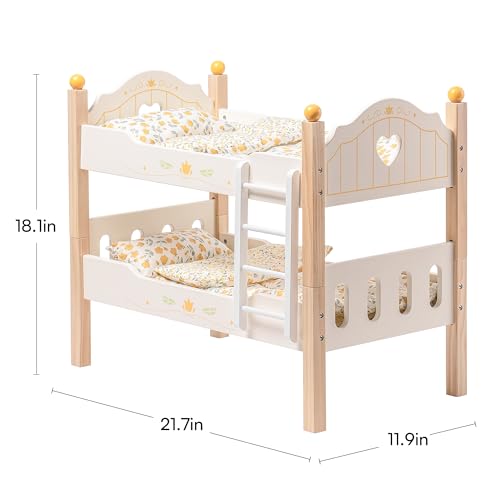 ROBOTIME Doll Bunk Beds Cradle for 18 inch Dolls, Wooden Baby Doll Beds Cribs fits American Girls (Wood, 2 Pcs Beds) ROBOTIME