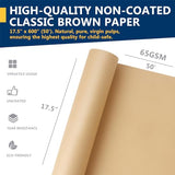 PerkHomy Brown Kraft Paper Roll 17.5" x 600" (50') for Gift Wrapping Bulletin Board Bouquet Flower Kids Wall Art Craft Packing Moving Shipping Parcel PH PERKHOMY