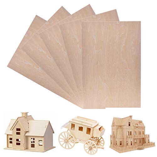 5 Pack 300x200x1.5mm Basswood Plywood Thin Wood Sheets for Craft DIY Project DOMG