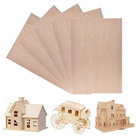 5 Pack 300x200x1.5mm Basswood Plywood Thin Wood Sheets for Craft DIY Project DOMG