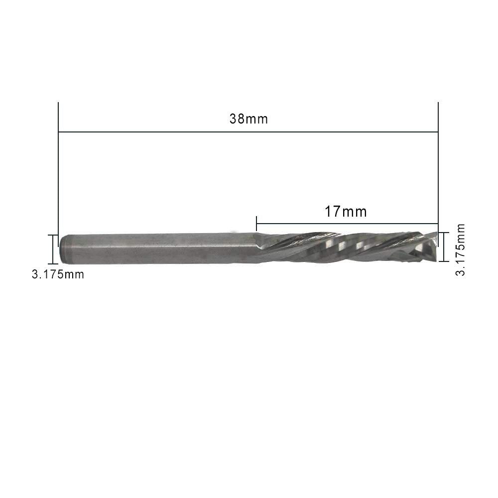 OSCARBIDE Up & Down Cut Carbide End Mills 1/8 Inch Shank 3.175x17mm CNC Spiral Router Bits 2 Flutes Milling Cutter for Engraving Milling 3D OSCARBIDE