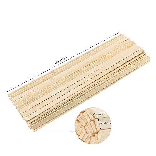 50 Pcs Natural Bamboo Thin Wood Strips 15.5 Inches Long Craft Popsicle Balsa Sticks DIY Bamboo Plank for House Aircraft Ship Boat School Projects Yarrkc