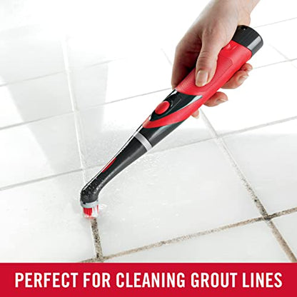 Rubbermaid Reveal Cordless Battery Power Scrubber, Gray/Red, Multi-Purpose Scrub Brush Cleaner for Grout/Tile/Bathroom/Shower/Bathtub, Water - WoodArtSupply