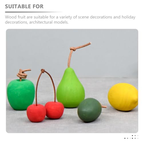 SEWACC 6pcs Unfinished Wood Fruits Wooden Fruit Shapes Pear Lemon Apples Cherry Wooden Cutout Wood Pieces for Wooden Craft DIY Projects Gift Tags