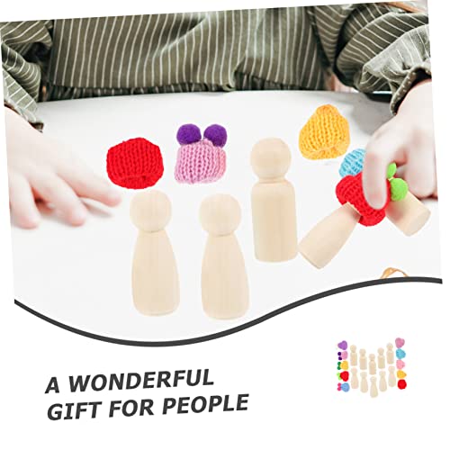 Gogogmee 1 Set Painted Puppet Toys Unfinished Wood Figure Montessori peg Dolls Blank Dolls Craft Blank Family Figures peg Doll Painting Craft peg Gogogmee