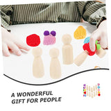 Gogogmee 1 Set Painted Puppet Toys Unfinished Wood Figure Montessori peg Dolls Blank Dolls Craft Blank Family Figures peg Doll Painting Craft peg Gogogmee