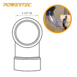 POWERTEC 70304 2-1/2” Dust Collection Fittings Network w/Reducer, Blast Gates, Pipes, 90-Degree Elbow Connector, Y-fittings, Mounting Brackets POWERTEC