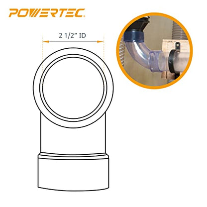 POWERTEC 70304 2-1/2” Dust Collection Fittings Network w/Reducer, Blast Gates, Pipes, 90-Degree Elbow Connector, Y-fittings, Mounting Brackets