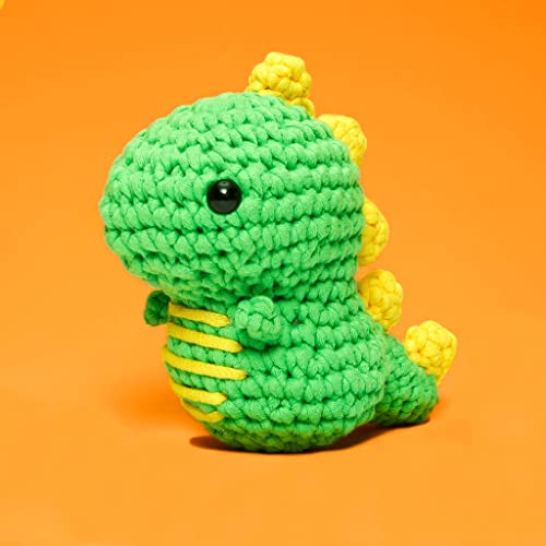 The Woobles Crochet Kit with Easy Peasy Yarn as seen on Shark Tank for Beginners with Step-by-Step Video Tutorials - Fred The Dinosaur The Woobles