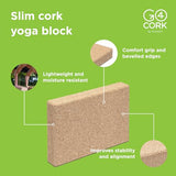 Go4Cork Cork Yoga Block - Slim | 8 x 12 x 2" | Non-Toxic, Alternative to Foam Yoga Bricks | Odorless, Soft, Non-Slip, Yoga Wedge | Yogi Gift Go4Cork