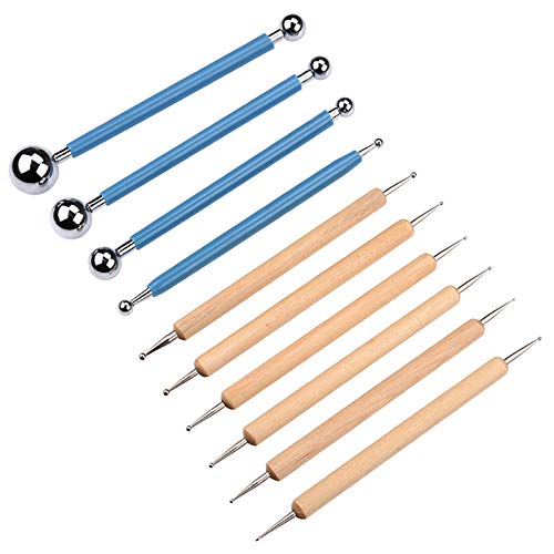 Meuxan 10 Piece Dotting Tools Ball Styluses for Rock Painting, Pottery Clay Modeling Embossing Art - WoodArtSupply