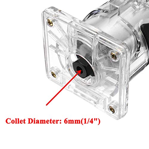 Cozyel 110V 800W Palm Router Electric Hand Trimer Wood Router 1/4" Collets Woodworking Tool Laminate Trimer, Red Cozyel