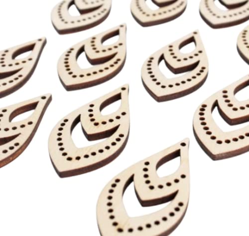 ALL SIZES BULK (12pc to 100pc) Unfinished Wood Laser Cutouts Teardrop Dangle Earring Jewelry Blanks Shape Crafts Made in Texas Texan Wood Crafts