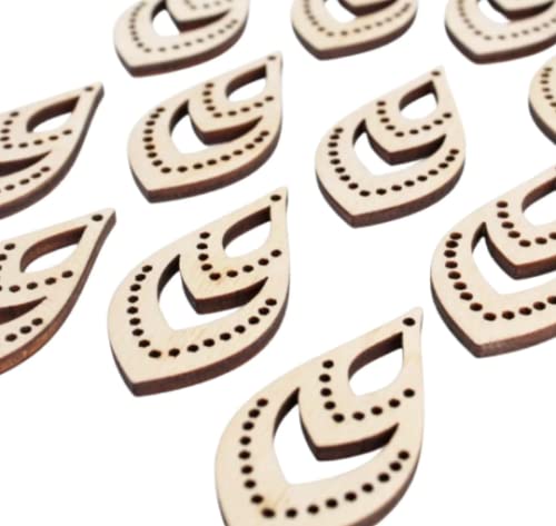 ALL SIZES BULK (12pc to 100pc) Unfinished Wood Laser Cutouts Teardrop Dangle Earring Jewelry Blanks Shape Crafts Made in Texas