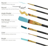 MyArtscape Supplies Paint Set - Gouache 12 x 12ml Paint Tubes with Pocket Paint Brush Set - 7 Artists' Paintbrushes - Set 1 MyArtscape