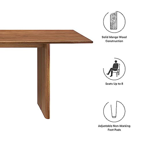 Modway Amistad 86" Solid Wood Modern Farmhouse Rectangular Dining Table in Walnut Modway