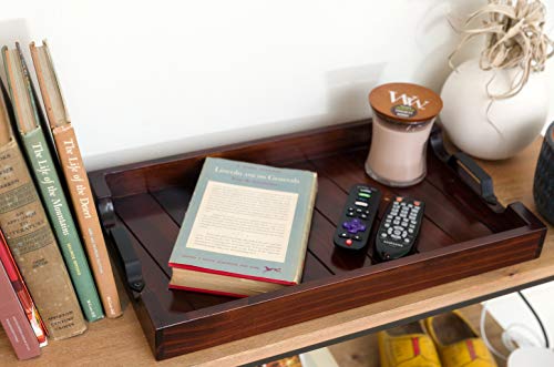 Bamboo Land- Large Wooden Serving Tray, 20”X12’’, Dark Brown, Bamboo Tray, Bamboo Serving Tray, Wooden Trays for Food, Bed Tray Decor, Drink Tray, BAMBOO LAND