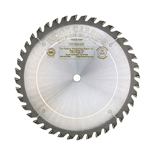 Ridge Carbide TS2000 Super Table Saw Blade 10" 40 Tooth ATB/R .125 Kerf 5/8" Arbor - WoodArtSupply