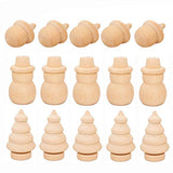 Holibanna 15Pcs Unfinished Wood Christmas Ornaments Snowman Tree Pine Shapes Blank DIY Toy Dolls Holibanna