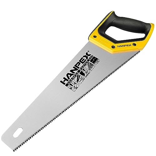 Hanpex 14" Pro Hand Saw, 11 TPI Fine-Cut Handsaw - Sharp Manual Saw Idea for Cutting Wood, Sawing, Gardening, Trimming, Plastic Pipe, Drywall Hanpex