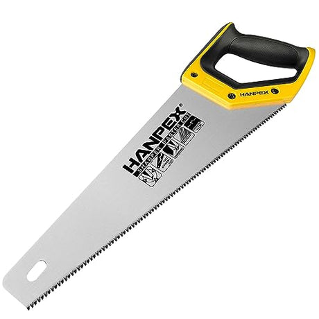 Hanpex 14" Pro Hand Saw, 11 TPI Fine-Cut Handsaw - Sharp Manual Saw Idea for Cutting Wood, Sawing, Gardening, Trimming, Plastic Pipe, Drywall Hanpex