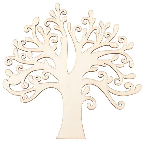 Veemoon 10pcs Blank Wooden Tree Embellishments, Unfinished Wood Crafts Wooden Tree Shape Tree Cutout for Home Family Tree Weddings DIY Crafts Veemoon