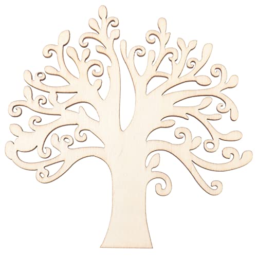 Veemoon 10pcs Blank Wooden Tree Embellishments, Unfinished Wood Crafts Wooden Tree Shape Tree Cutout for Home Family Tree Weddings DIY Crafts - WoodArtSupply