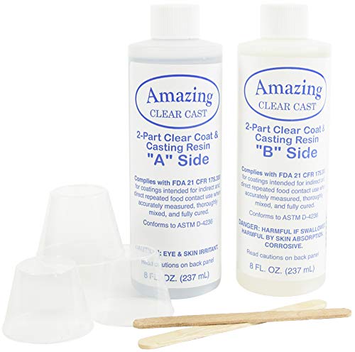 Alumilite Amazing Clear Cast Plus [8 oz A + 8 oz B (16 ounces) 2 Part Kit] UV Resistant Plastic Coating & Casting Epoxy Resin for Countertops, Cups, Alumilite