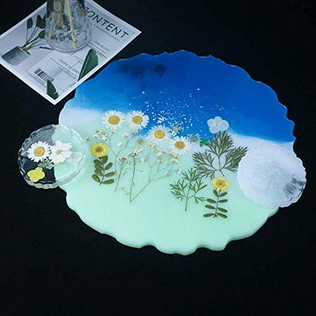 RESINWORLD 13 inches Large Silicone Tray Mold, Big Geode Silicone Mold for Resin, Irregular Shaped Round Resin Geode Tray Molds for Making Resin ResinWorld