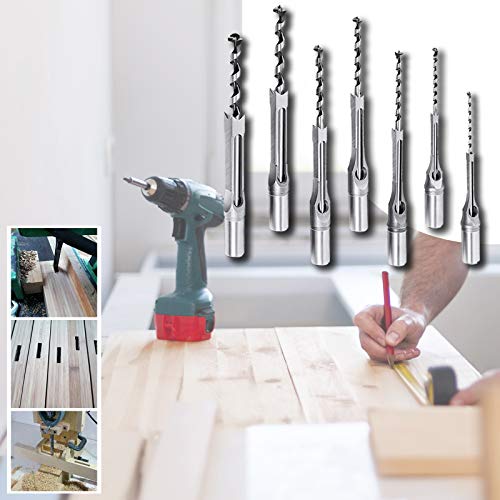 Woodworking Square Hole Drill Bits, HSS Woodworking Square Mortise Drill Bit Wood Mortising Chisel Set Woodworker Hole Saw Power Tool Kits, 1/2 Inch, HSOKEW