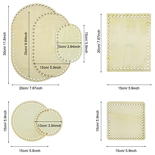 Yayatty 7 PCS Wooden Basket Bottom, 3 Shape Blank Crochet Knitting Basket Wood Base Shaper for DIY Basket Craft Weaving Making Supplies Yayatty