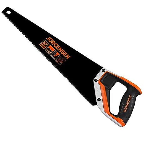 JORGENSEN 20 Inch Black Coated Pro Hand Saw, 11 TPI Fine-Cut Ergonomic Non-Slip Aluminum Ultrasonic Welding Handle for Sawing, Trimming, Gardening, Jorgensen