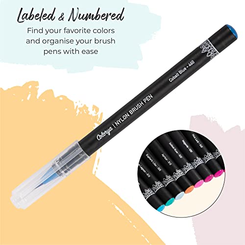 Watercolor Brush Pens, 24 Colors Flexible Real Nylon Brush Tip