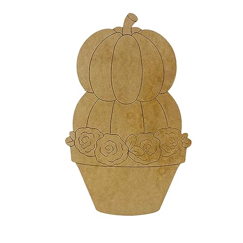 Flower Pot Pumpkin Stack, Fall Shape, Unfinished Wood Cutout, Paint by Line, Build-A-Cross Build-A-Cross