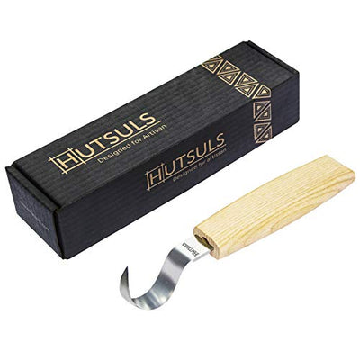 Hutsuls Spoon Carving Knife for Beginners - Right-Handed Razor Sharp Wood Carving Hook Knife Tool in a Beautifully Designed Gift Box Kuksa Carving